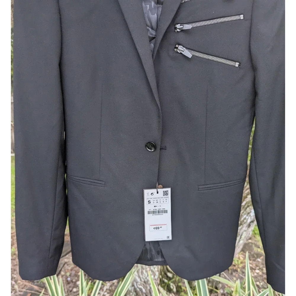 Zara Man Jacket Blazer Black Size S - Picture 5 of 16